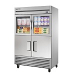 True TS-49-2-G-2-HC~FGD01 - Refrigerator, two-section, (2) glass & (2) solid half doors